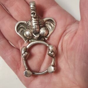Large Solid Sterling Silver Elephant Pendant picture frame newborn baby shower